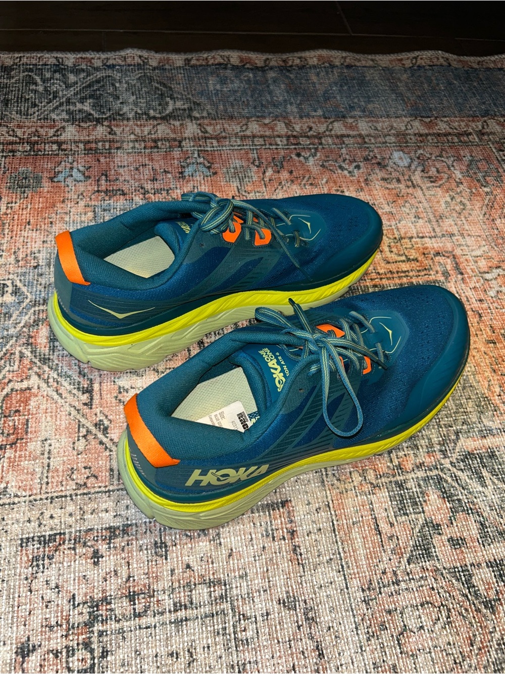 Hoka One One Blue/Orange/Yellow Athletic Running Shoes